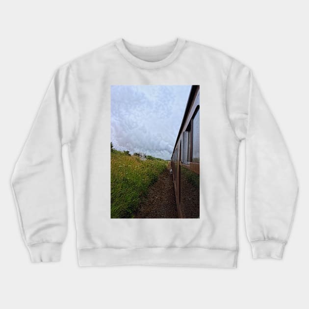 Steam train coach reflection Crewneck Sweatshirt by avrilharris